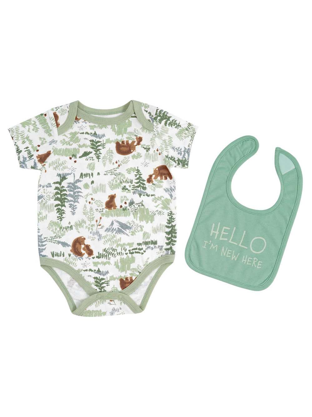 Verano recién nacido con toallas de saliva set dibujos animados lindos bebés ropa de mangas cortas bebés abrigo image 3