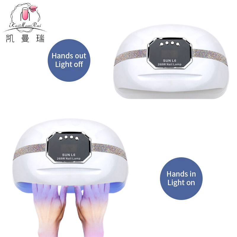 Lámpara de uñas 268W Lámpara para hornear de uñas de alta potencia, taladro, pegamento de esmalte de uñas inteligente de dos manos, lámpara de fototerapia, máquina de uñas para tienda de uñas