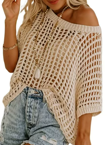 European and American Cross-Border Hollow Knitwear Summer New Loose Beach Cover Thin Bikini Sexy Sweater for Women