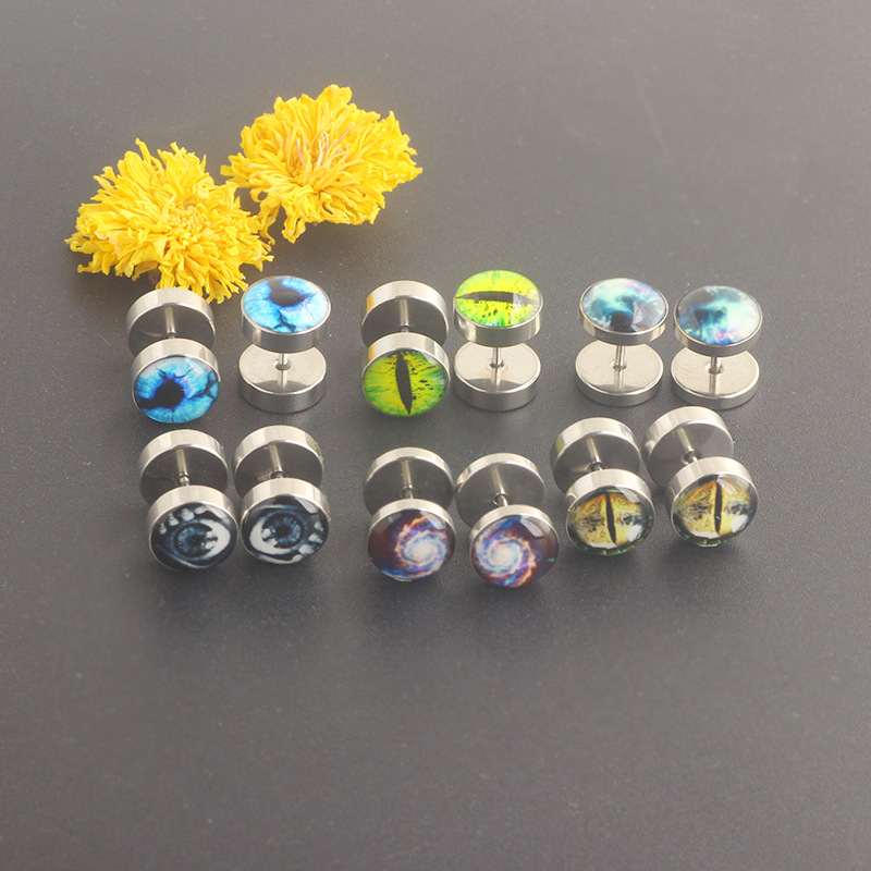 316L Surgical Steel Dumbbell Earrings Black Street Trendy Korean Fashion Barbell Earrings detail image 8
