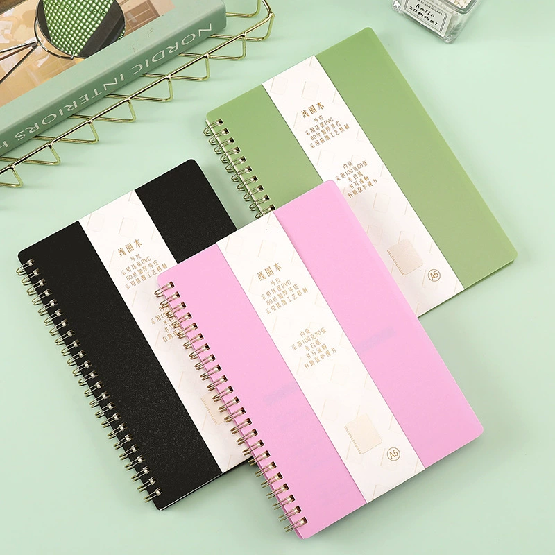 Coil book thickened loose-leaf student homework book simple solid color office meeting note notebook multi-functional