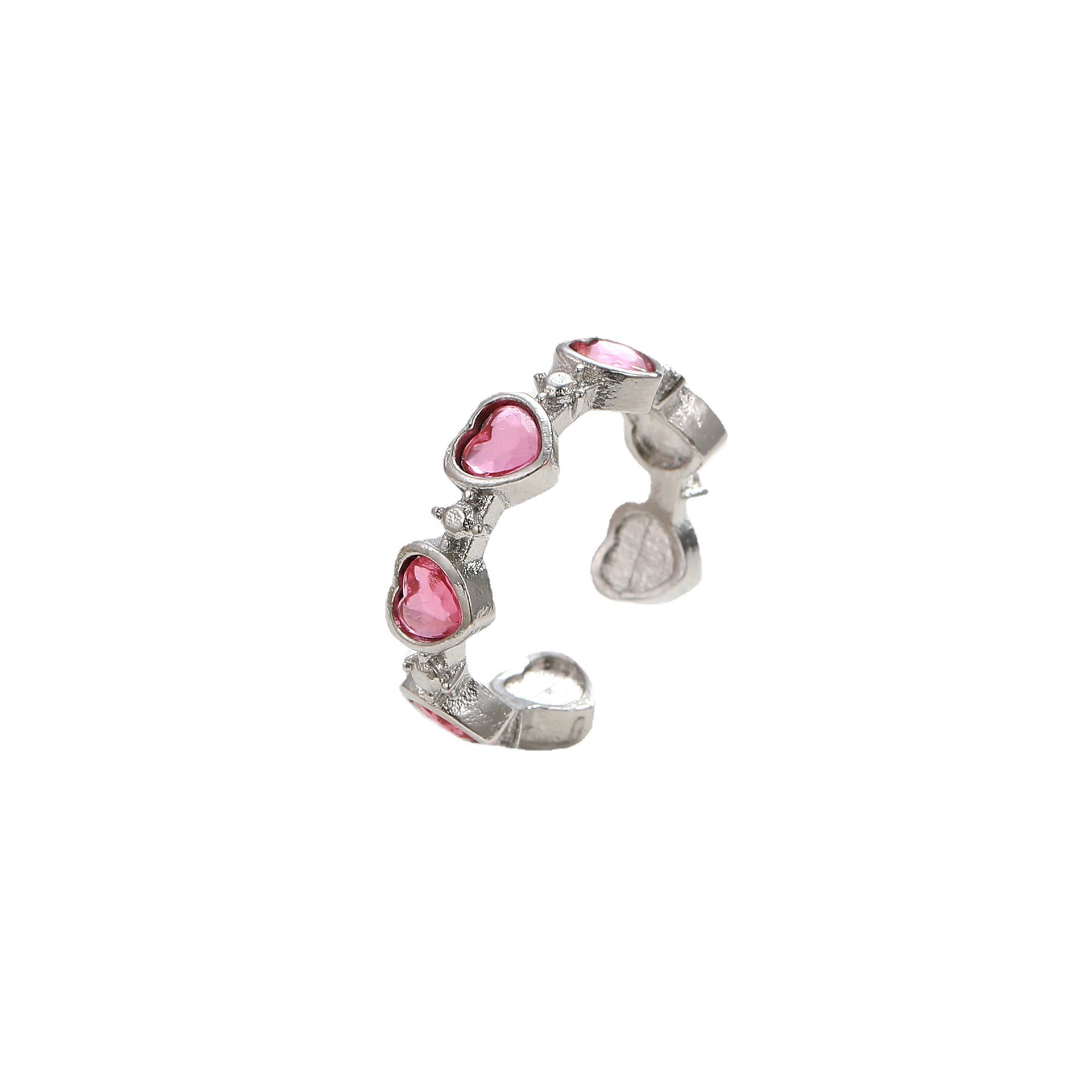 Fuchsia adjustable small design cute ring, light luxury style, on index finger