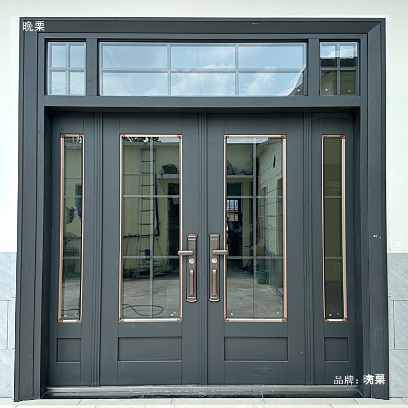 Tempered Glass Door Villa Door Double Door Rural Self-Built House Four-Door Zinc Alloy Entrance Door Living Room Entrance Door
