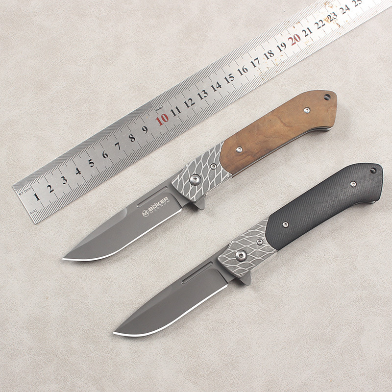 户外露营防身折叠刀高硬度多功能便携木柄小刀野外生存刀水果刀