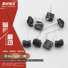 厂家供应 防水防尘6*6中二脚按钮开关二脚开关插入式黑色轻触开关