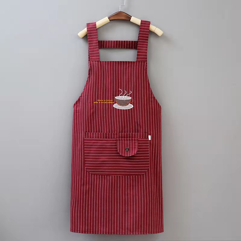 Correa de algodón y lino delantal tela gruesa cocina de mujer estilo coreano a prueba de aceite anti-incrustante a prueba de explosiones anti-vestirse delantal mono Nuevo