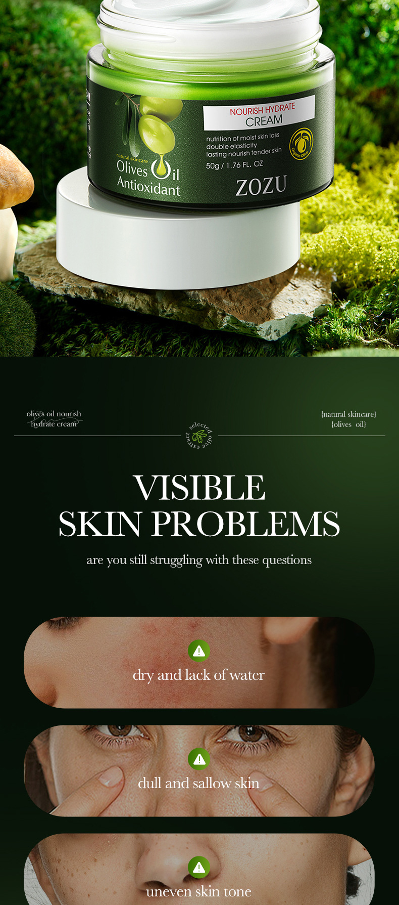 ZOZU All Olive Oil Nourishing&Moisturizing Cream Feuchtigkeitsspendende Gesichtscreme_voghion.com