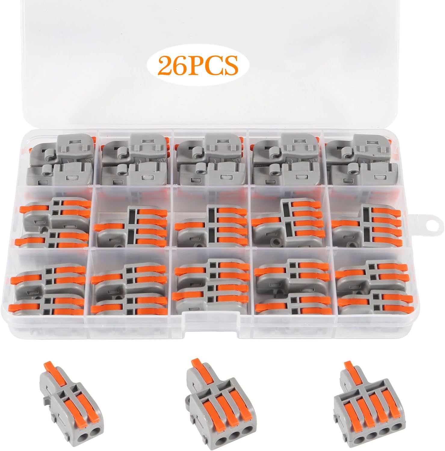 MELIFE 26Pcs Flame Retardant Lever Wire Connectors, 1 in 2 O