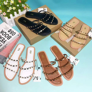 2025 Cross-Border Exclusive Hot-Selling Za Hardware Buckle Women's Slippers Fashion Summer Sandals Sandals
