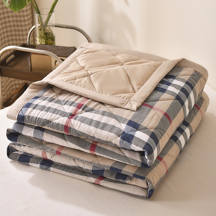 Summer Washed Cotton Summer Quilt Muji Style Air-Conditioned Quilt Student Dormitory Simple Plaid Washable Single Summer Quilt