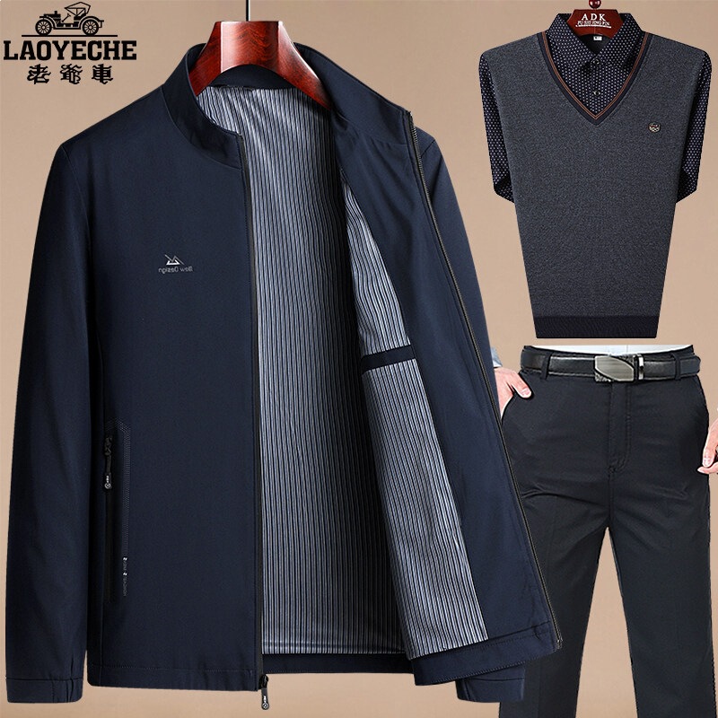 Vintage Style Dad's Outerwear Spring and Autumn Jacket for Middle-Aged Men 2026 New Model for Elderly Grandpa Spring Clothing Vintage Style Dad's Outerwear Spring and Autumn Jacket for Middle-Aged Men 2026 New Model for Elderly Grandpa Spring Clothing