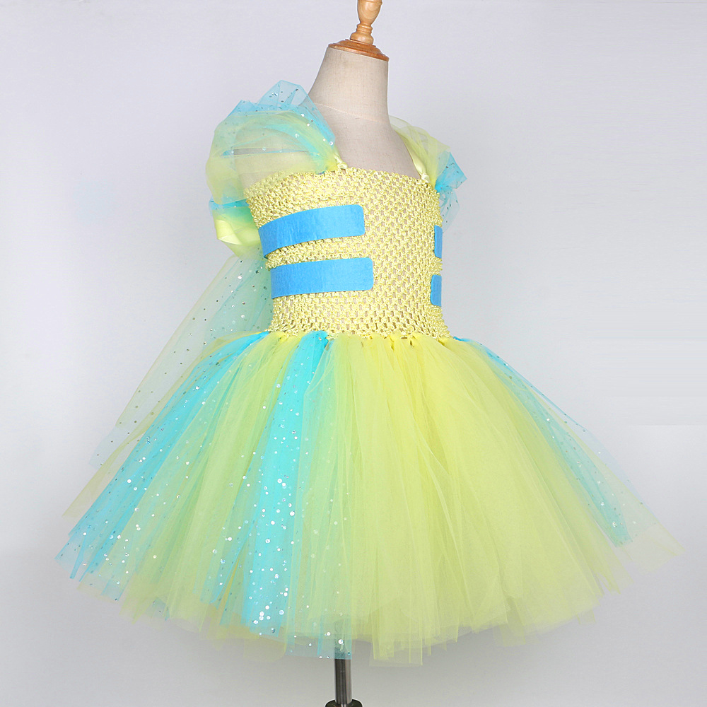 Kinderkleding kinderkleding groothandel cartoon bot kinderjurk meisje mesh tule rok kinderjurk prinsessenjurk_voghion.com