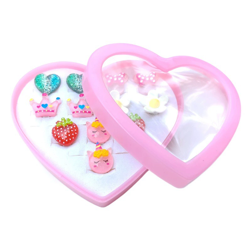 Детские серьги с мультяшными отверстиями для ушей, универсальные серьги ручной работы для маленьких девочек, обезболивающие серьги, костюм Love Box