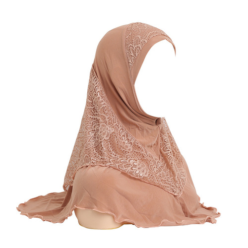 Malay Lady Big Girl Crystal Lace Embroidered Veil Hat Scarf H126