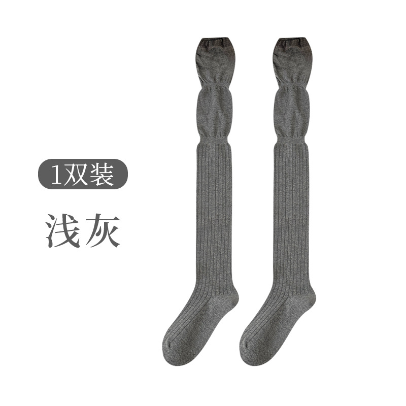 膝を越えた太ももの靴下の女性の純色の二重の日本の積み重ねの靴下は滑り止めができません。
