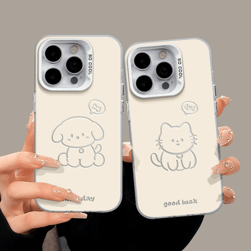 Line puppy kitten for apple 15PROMAX high color value mobile phone case iPhone16 couple 14 hard shell xs