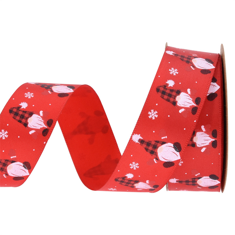Transfronterizo nuevo impresión enano enano forjado cinta de regalo de Navidad cinta de dibujos animados Santa Claus 10 yardas