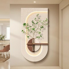 クリーム風水培緑植入戸玄関装飾画立体砂岩廊下通路の終わりにリビングの壁画を掛けます。