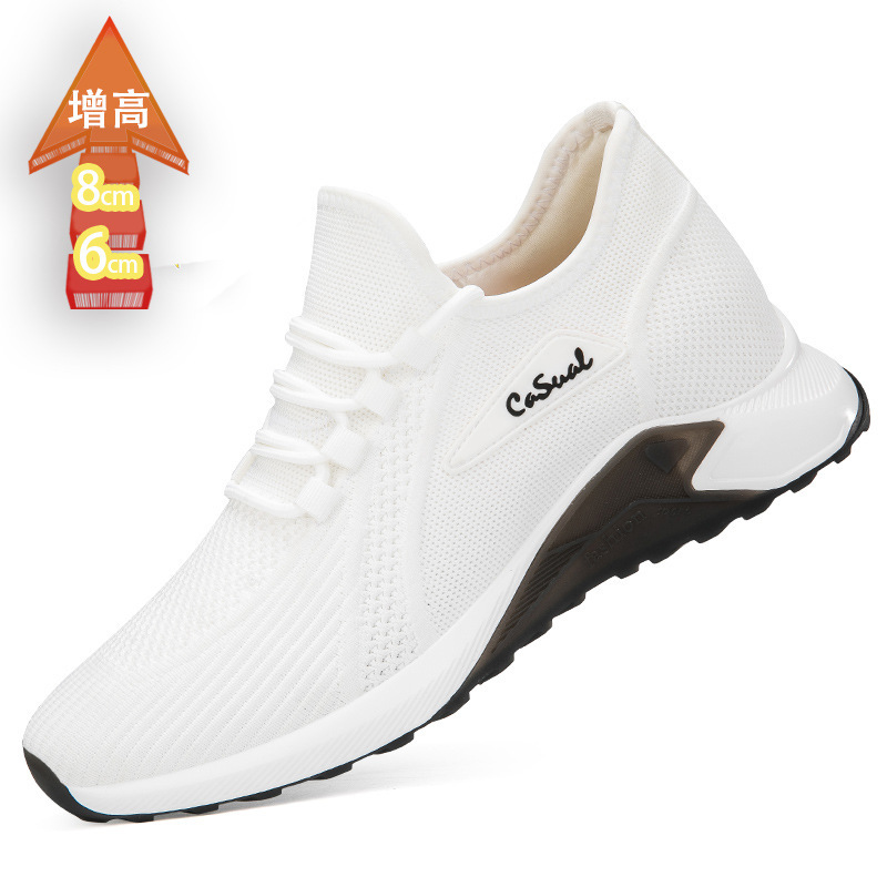 Summer invisible height increasing shoes 8CM breathable flying woven mesh shoes sports casual shoes lightweight 6 mesh shoes hidden height increasing men's shoes