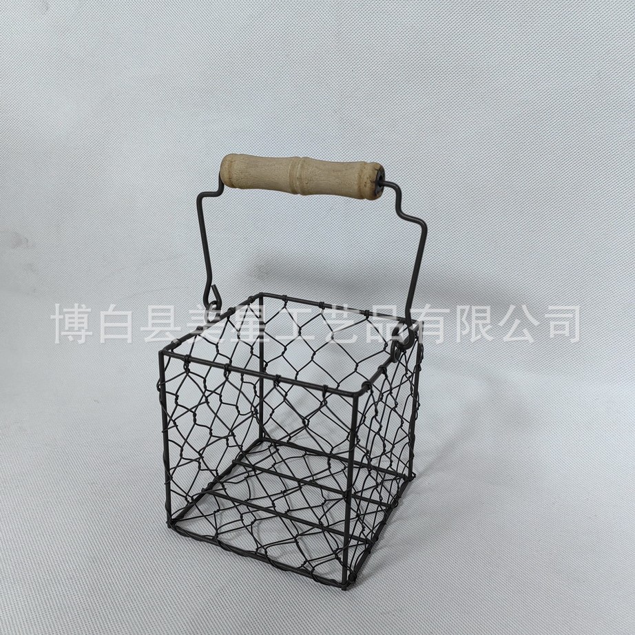 정사각 타원 트위스트 메시 손잡이 바구니 - 녹슨 브라운 색상 11X11X11HCM