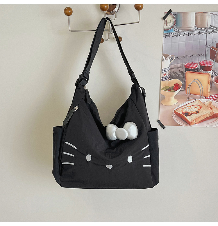 Cross-border Nylon Women's Bag 2026 New Style Large Capacity Cute Little Cat Single Shoulder Bag Bow Tote Bag Backpack
