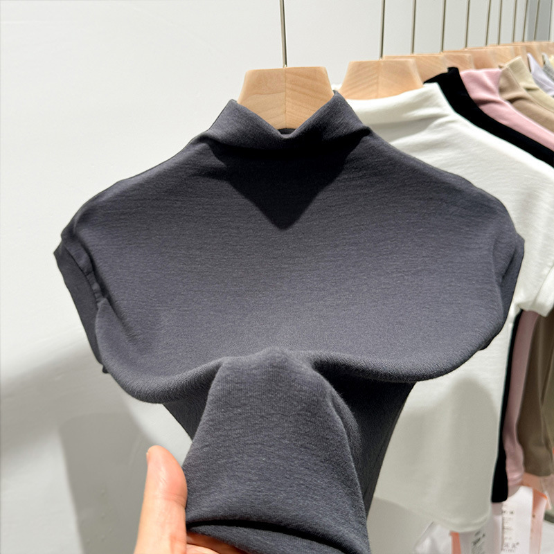 設計弾力底シャツ春秋半袖半高襟半袖底地デールモーダル修身tシャツ高襟|undefined