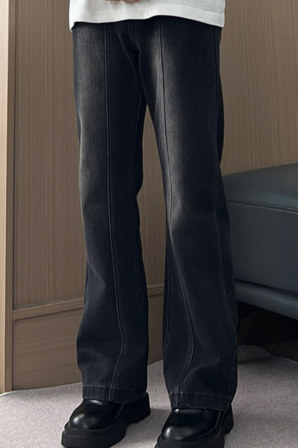 Men's High-waist Flared Straight Jeans Versatile Casual Black_voghion.com