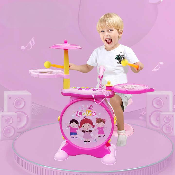 Estante transfronterizo tambor con micrófono instrumento musical juguetes para niños 3 - 6 años multifuncional tambor de jazz regalo de aniversario de bebé