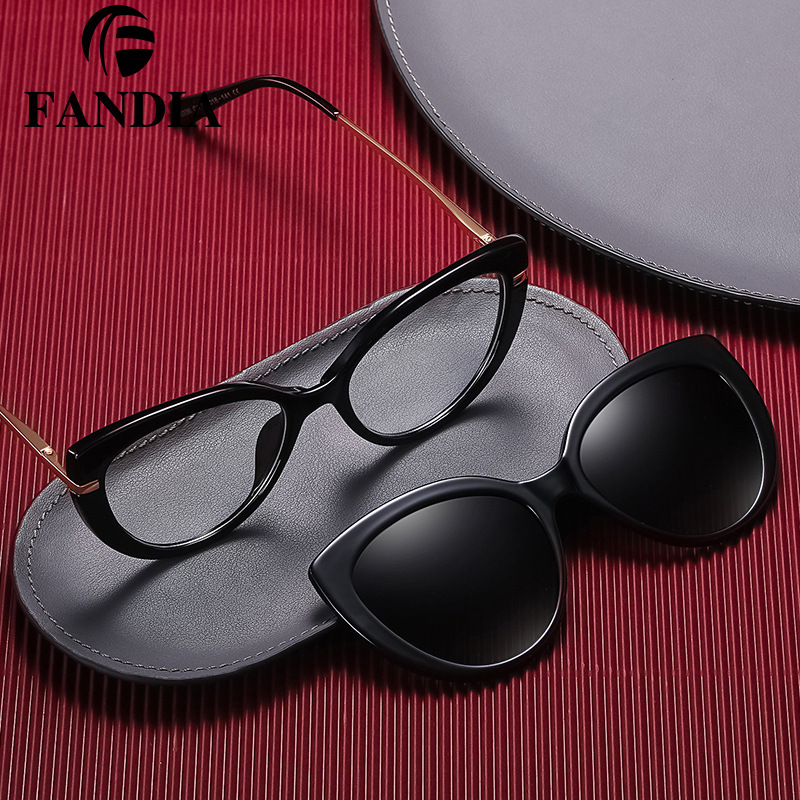 95336 跨境款磁吸式偏光太阳镜双色防蓝光男女通用平光镜厂家现货