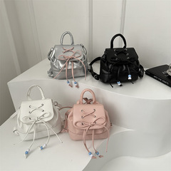 芭蕾風蝴蝶結雙肩包包女士2024新款少女可愛背包學生輕便旅遊背包
