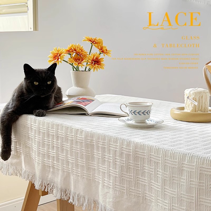 Blanco puro ins toal de mesa de dormitorio almohadilla de mesa alta sensación toal de mesa redonda postre toal de mesa larga sensación de fondo toal de mesa