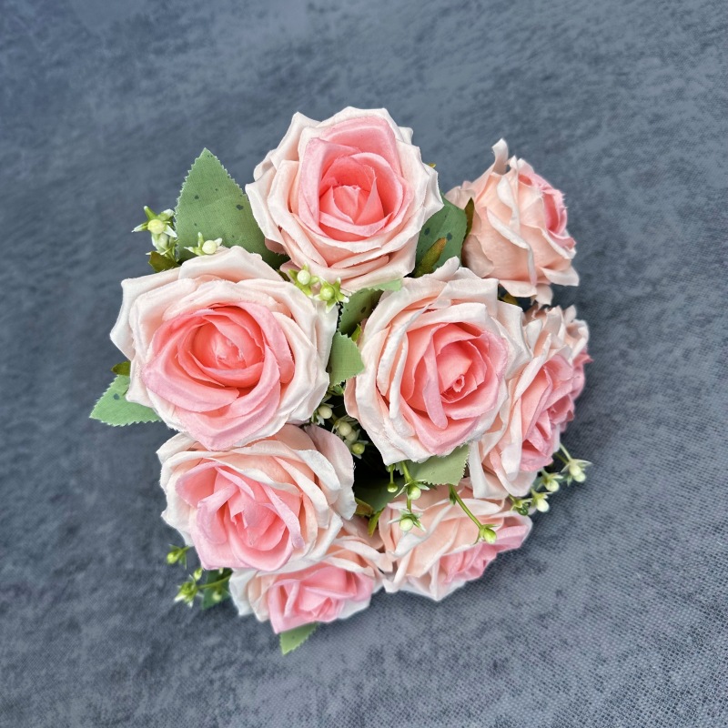 Artificial 9-cabeza concubina imperial Rosa boda flor artificial decoración del hogar Accesorios flor artificial Flor de seda al por mayor