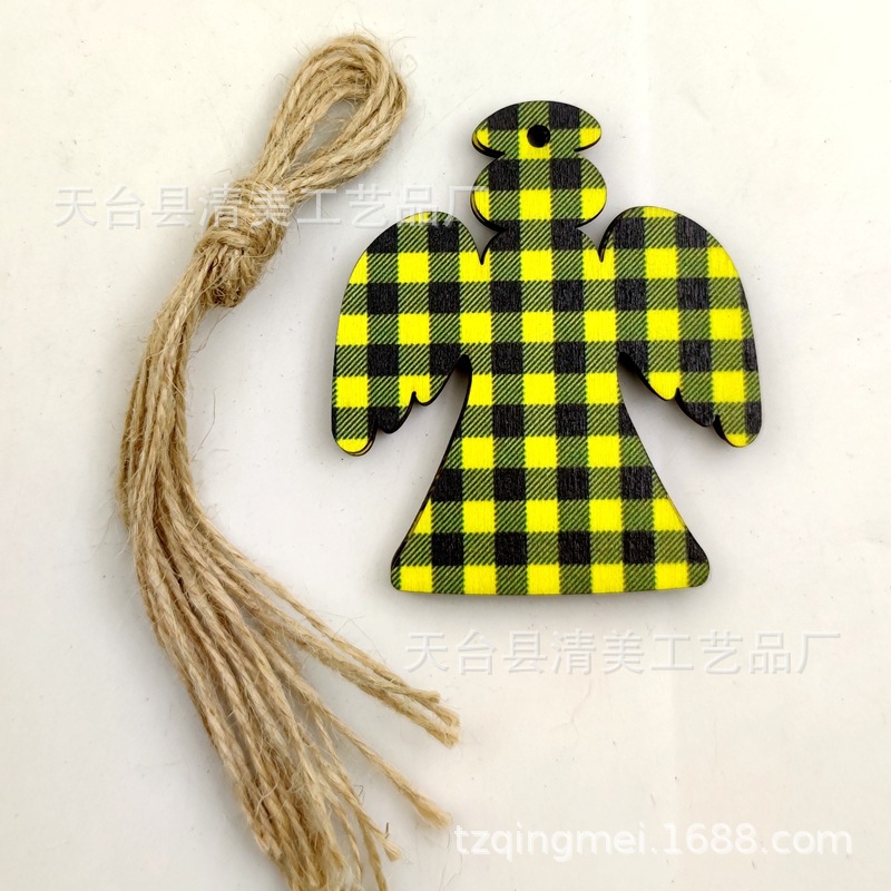 33 cuadros amarillos y negros serie navideña piezas de madera colgante de decoración navideña se pueden combinar libremente 10 piezas en un paquete