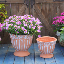 红陶浮雕奖杯花盆户外阳台花园绿植花卉透气耐用装饰花器田园风