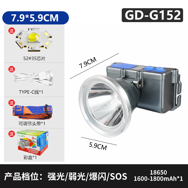 Al Aire Libre fuerte luz de la cabeza luz LED portátil impermeable gota-resistente Super brillante larga resistencia cabeza-montado noche luz de trabajo de pesca