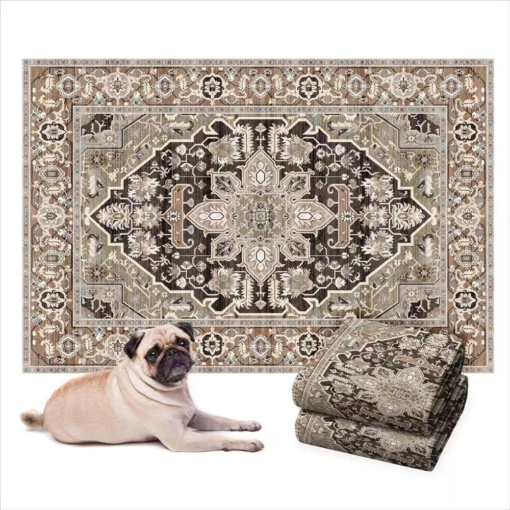 Cross-Border Persian Style Home Carpet Crystal Velvet Stain-Resistant and Easy to Care for Bedroom Pet Carpet Living Room Coffee Table Floor Mat