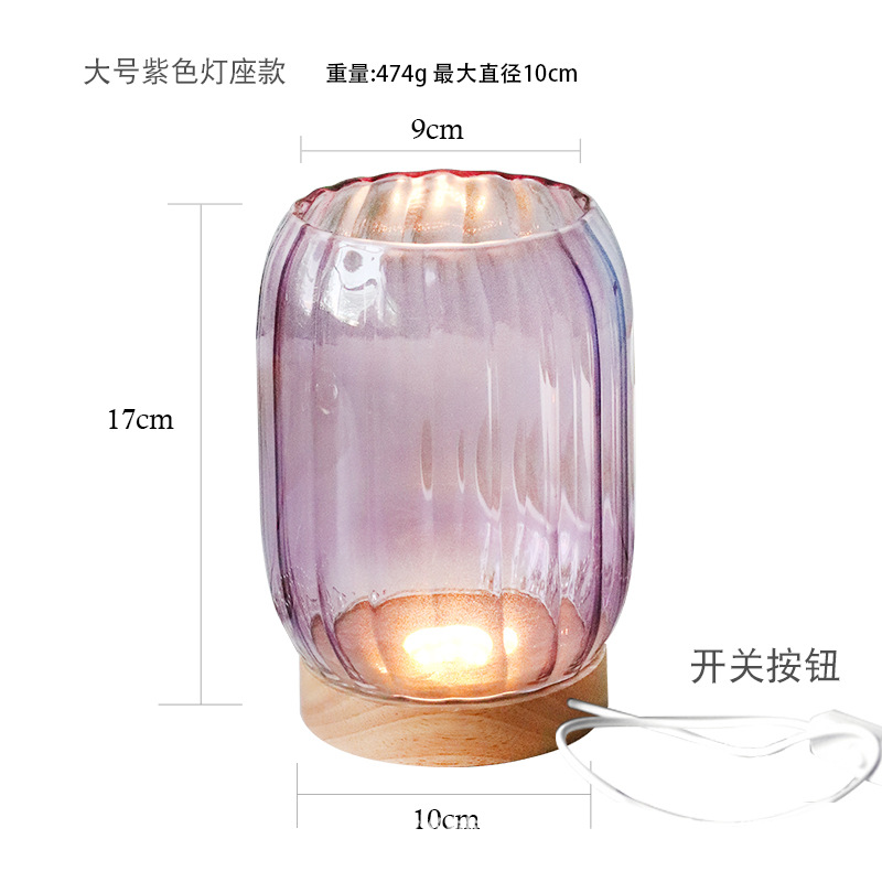 Taza de vela de vidrio chino cubierta de vidrio a prueba de vientos lujoso perfumado casero línea Zen perfumado sala de té decoración base de vela
