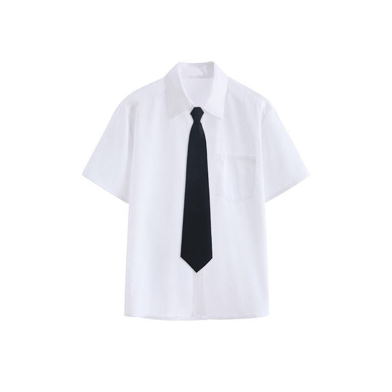 夏季白衬衫男女学生学院风系jk制服长袖大码宽松百搭短袖白色衬衣