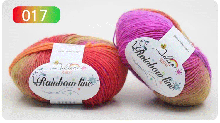 Sección teñido Arco Iris hilo de lana pura color degradado música puntaje medio grueso palo aguja gancho chal sombrero bufanda lana