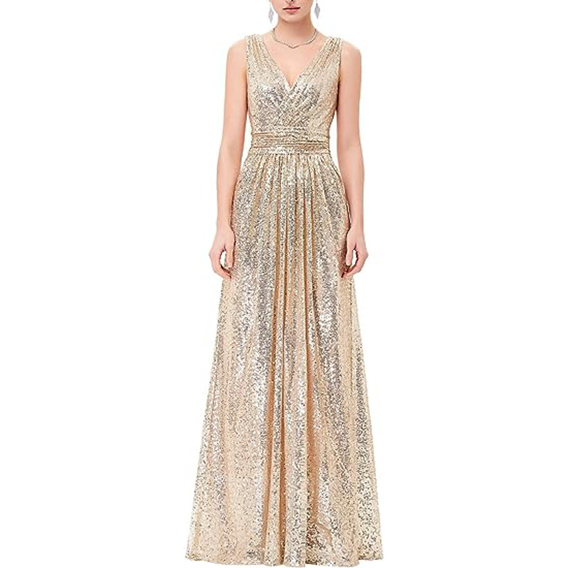 Amazon new evening dress deep V-neck evening dress sexy slim fishtail cocktail party catwalk dress slim dress