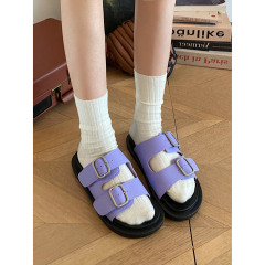 網紅外穿高級感一字帶軟底拖鞋女款夏天2023新款黑色時尚涼拖鞋