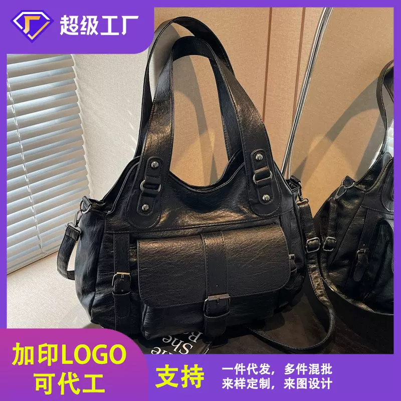 跨境手提包女上班族小众高级感通勤百搭大容量单肩包软皮斜挎包