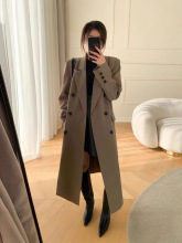 【好面料】高级显瘦风衣外套女中长款春秋新款双排扣长款西服大衣