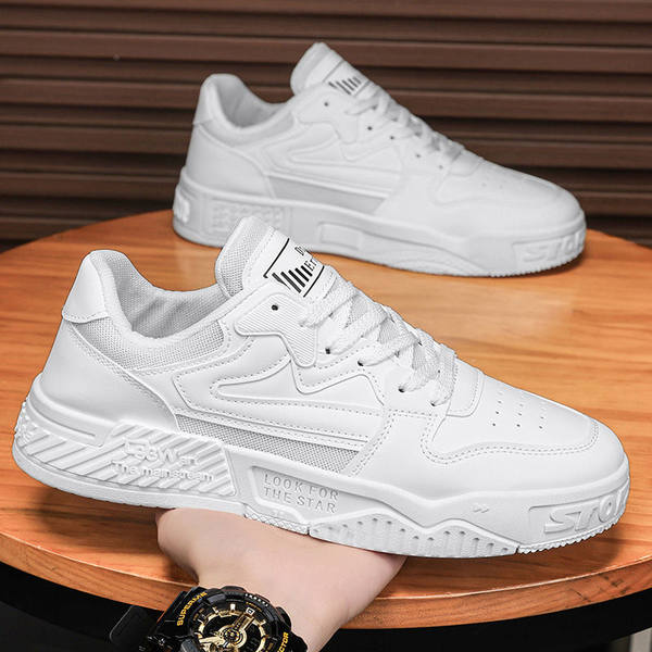 Giày thể thao nam cổ thấp đế dày tăng chiều cao chống trượt, giày sneaker phối màu đen trắng — EQ01 màu trắng, EQ01 màu đen