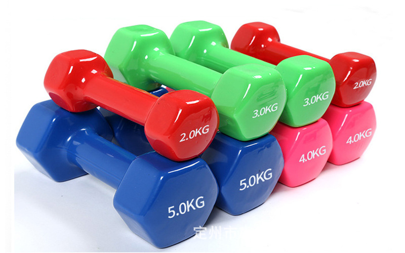 Household Ladies Fitness dumbbell hexagonal dip plastic dumbbell coated non-slip fitness dumbbell manufacturers sell dumbbells