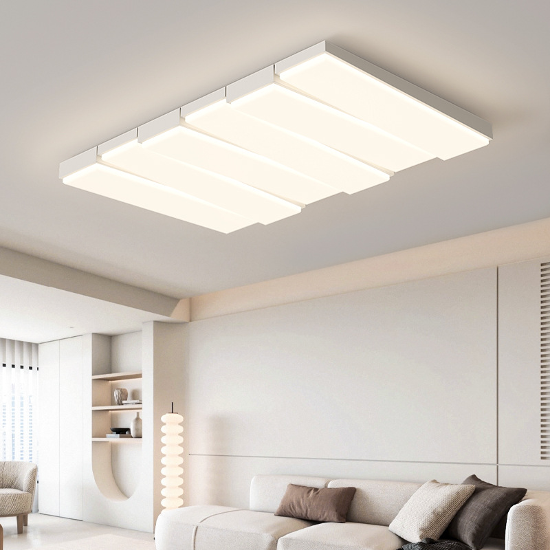 Luz de sala de estar estilo nórdico italiano simple atmósfera doméstica moderna lámpara de sala de estar principal lámpara de techo rectangular paquete de lámparas
