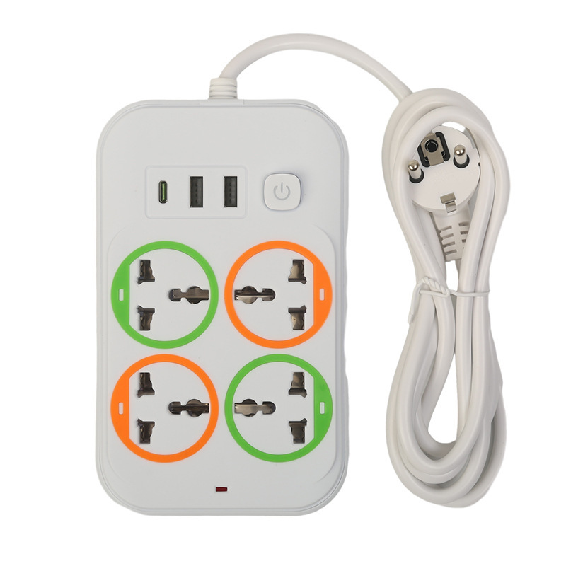 2USB + 1PD zócalo de comercio exterior bolsa neutra embalaje de anillo colorido anillo en blanco y negro opcional estándar europeo estándar británico estándar americano