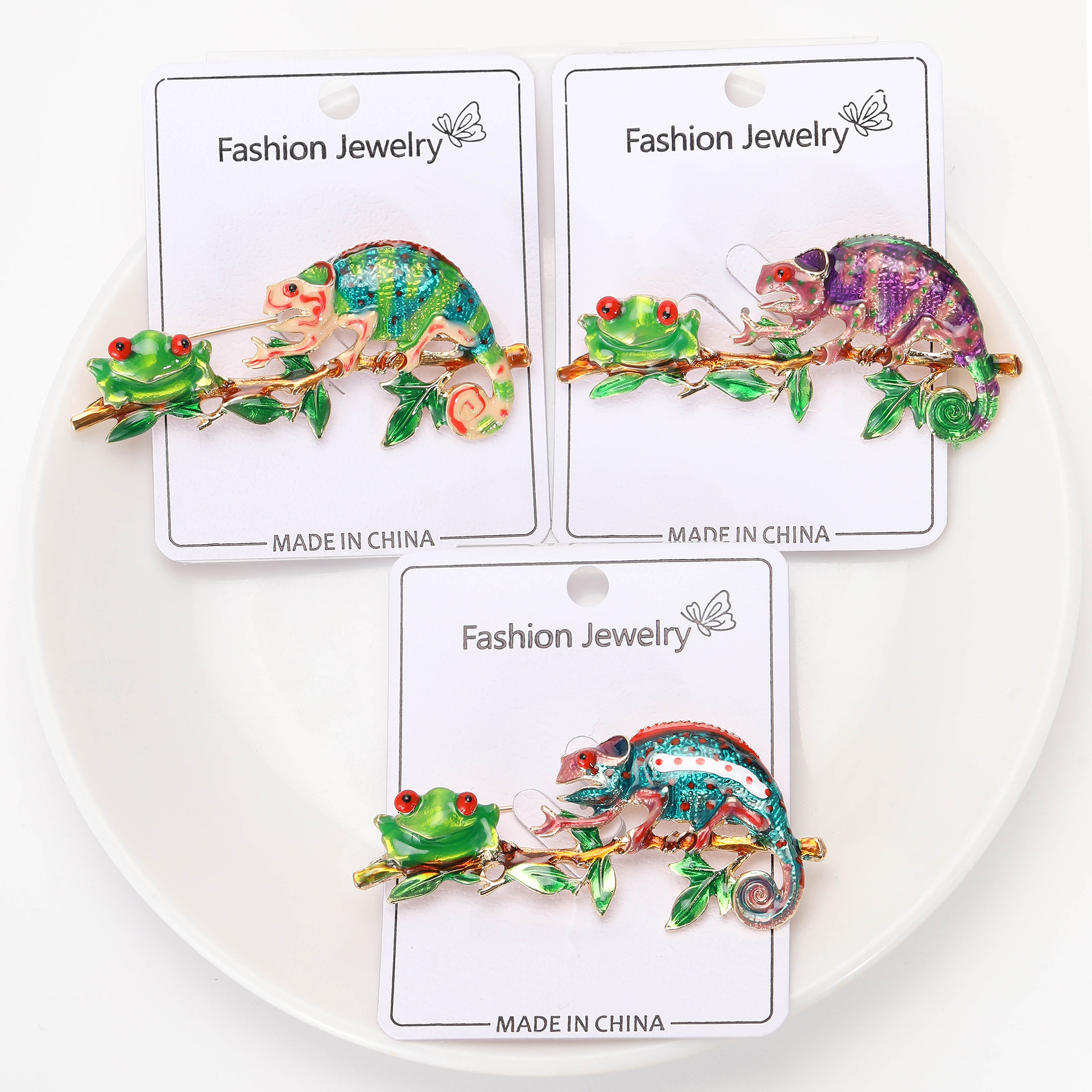 Fashion Enamel Oil Drop Chameleon Frog Brooch Niche Simple Animal Pin Ladies Clothing Accessories