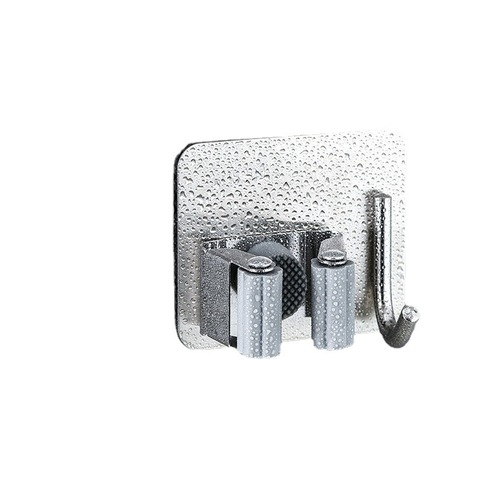 304 stainless steel mop rack with hook, no punching, multifunctional bathroom fixed mop broom hanger storage rack
