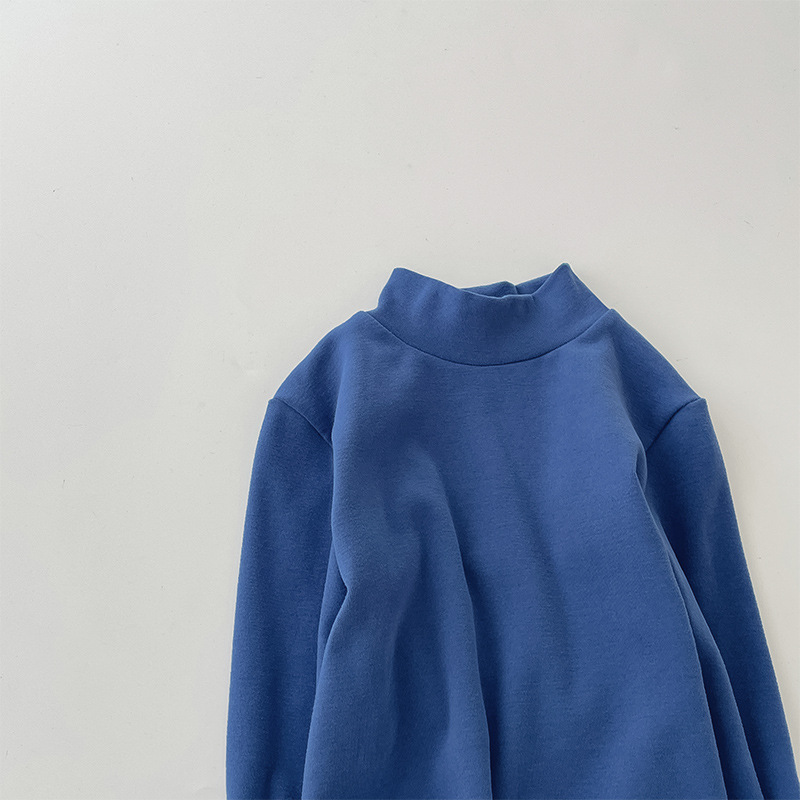 Camiseta de cuello medio elástica de 280 g para niños y niñas, estilo otoño 2026, talla 150-160